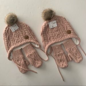 H&M Pink Twin Gloves and Hat Set
